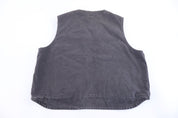 Carhartt Logo Patch Grey Sherpa Lined Full Zip Vest - Vest - Thrifted Threads