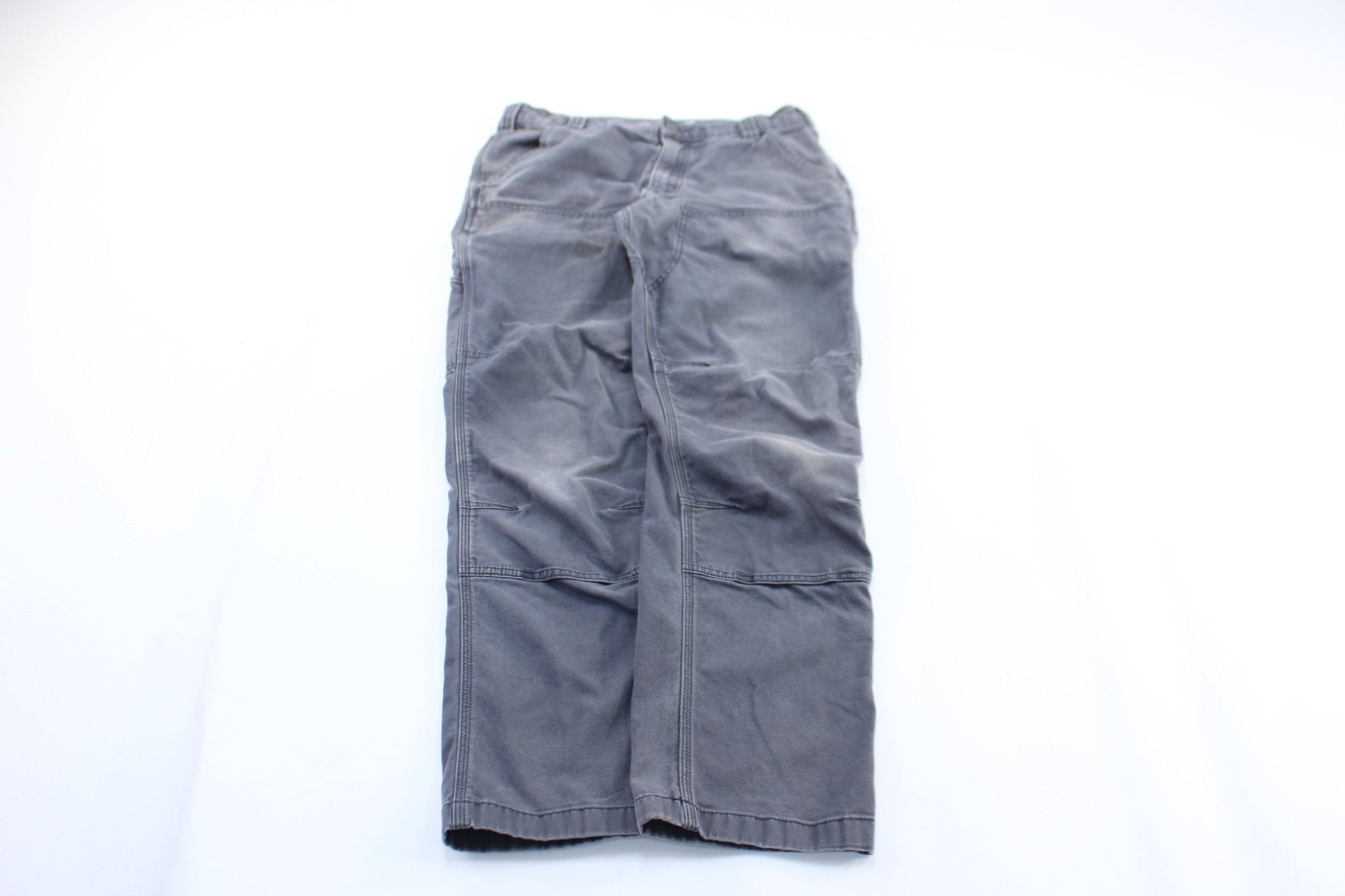 Carhartt Logo Patch Grey Workwear Pants - ThriftedThreads.com