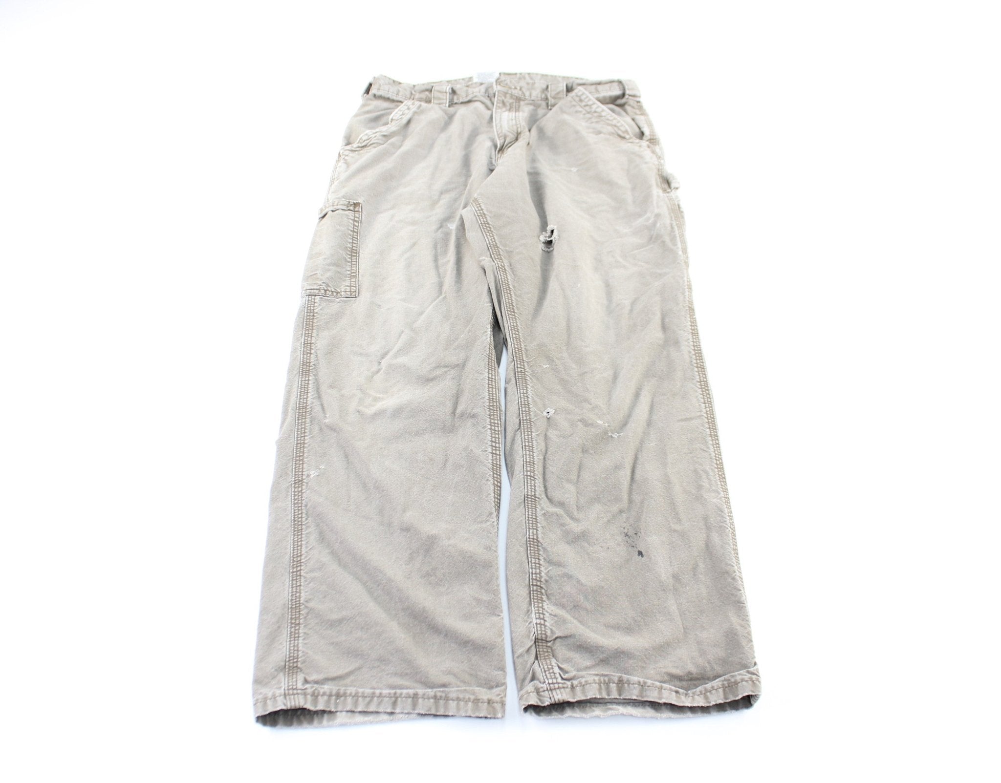 Carhartt Logo Patch Grey Workwear Pants - ThriftedThreads.com