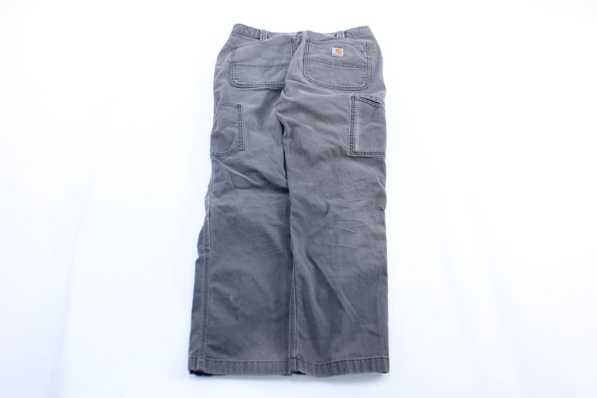 Carhartt Logo Patch Grey Workwear Pants - ThriftedThreads.com