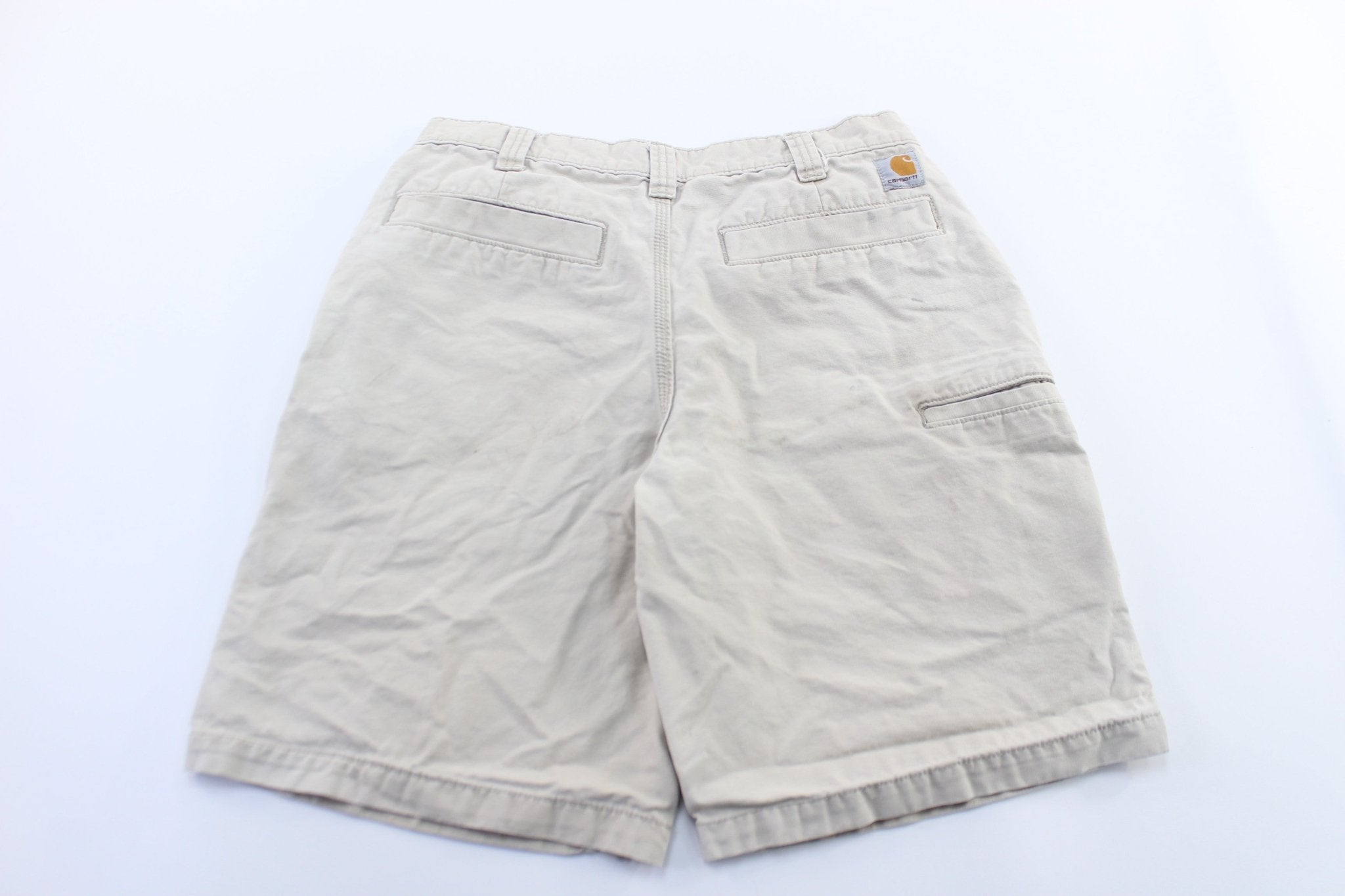 Carhartt Logo Patch Ivory Shorts - ThriftedThreads.com
