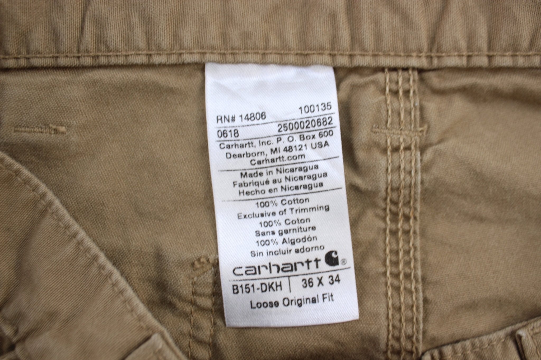 Carhartt Logo Patch Khaki Loose Original Fit Pants - Pants/Shorts - Thrifted Threads