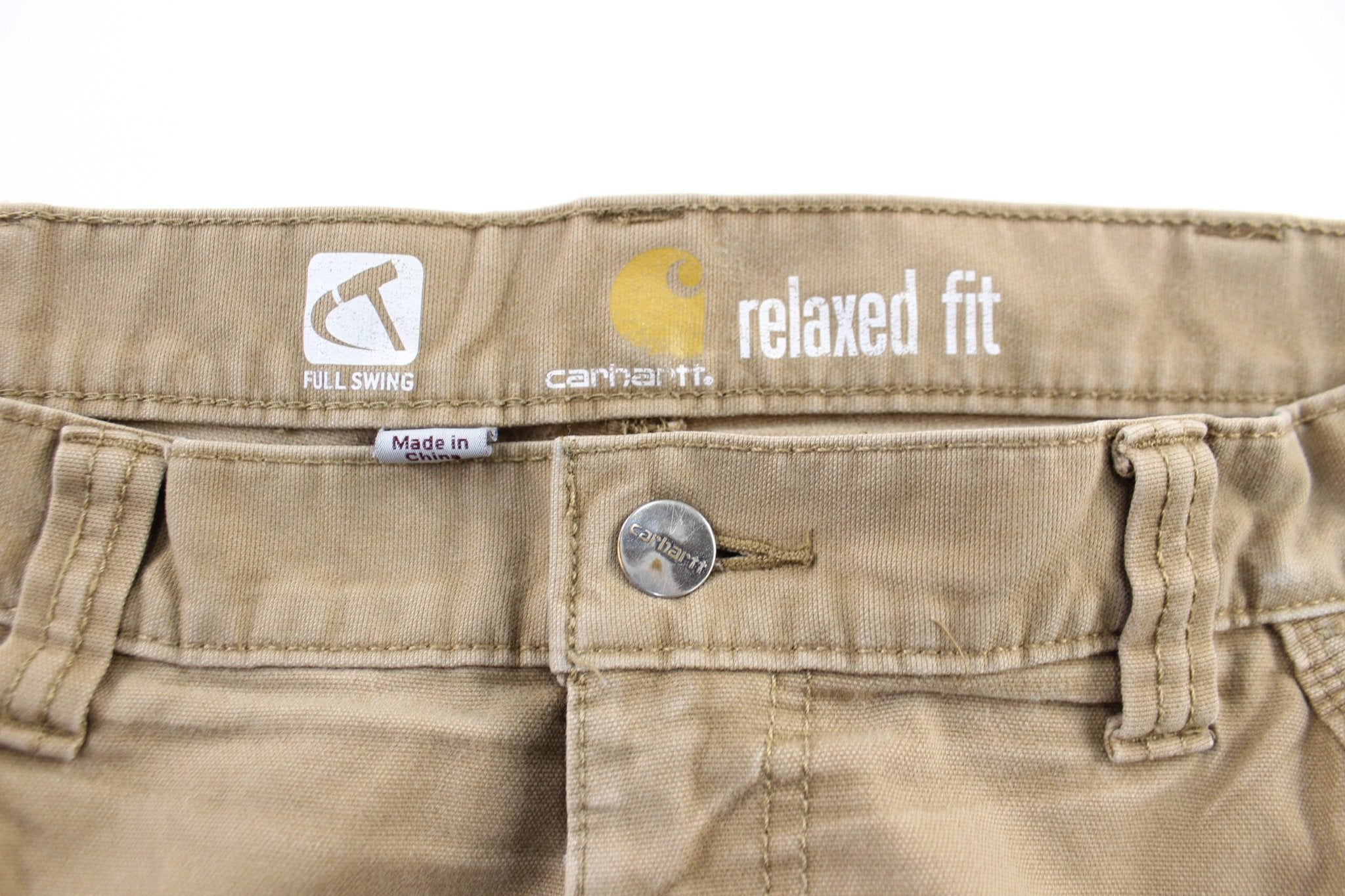 Carhartt Logo Patch Khaki Pants - ThriftedThreads.com