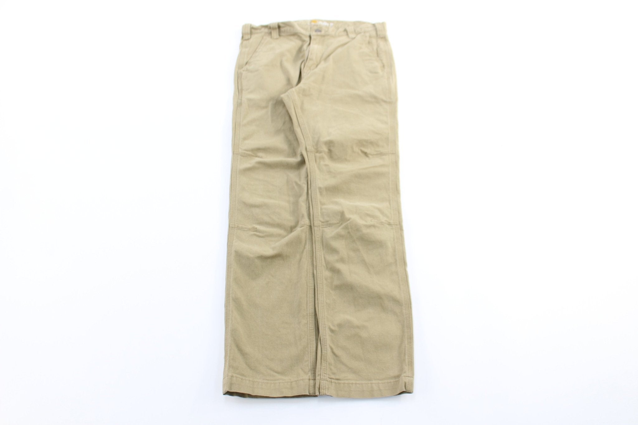 Carhartt Logo Patch Khaki Straight Fit Pants - ThriftedThreads.com