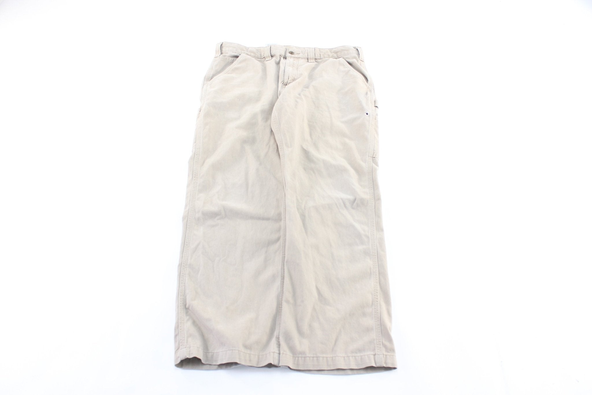 Carhartt Logo Patch Light Beige Carpenter Pants - ThriftedThreads.com
