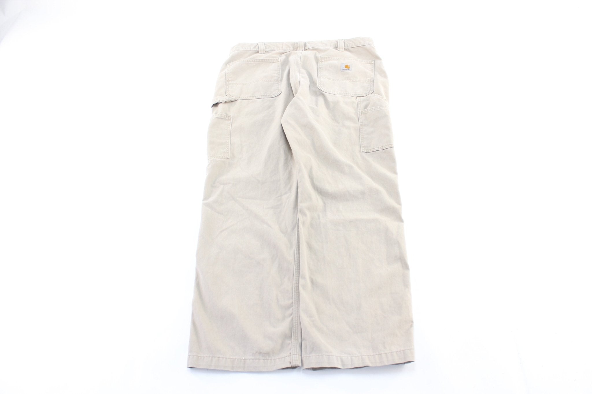 Carhartt Logo Patch Light Beige Carpenter Pants - ThriftedThreads.com