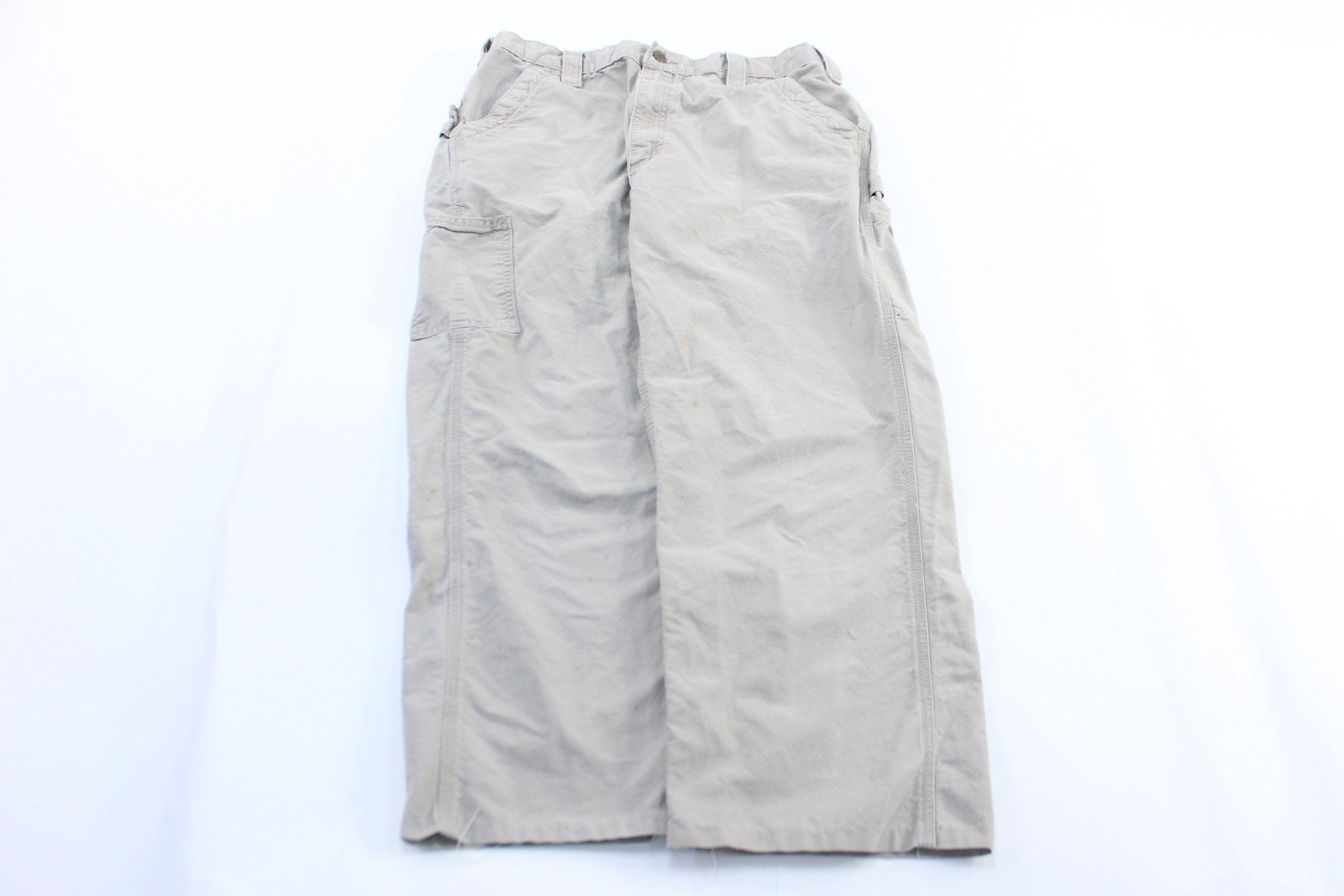 Carhartt Logo Patch Light Beige Carpenter Pants - ThriftedThreads.com