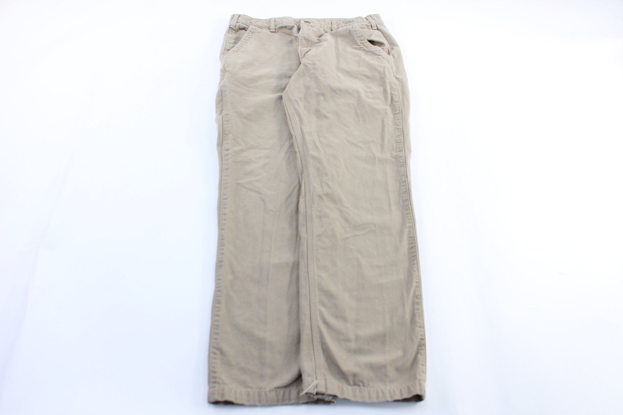 Carhartt Logo Patch Light Beige Carpenter Pants - Pants/Shorts - Thrifted Threads