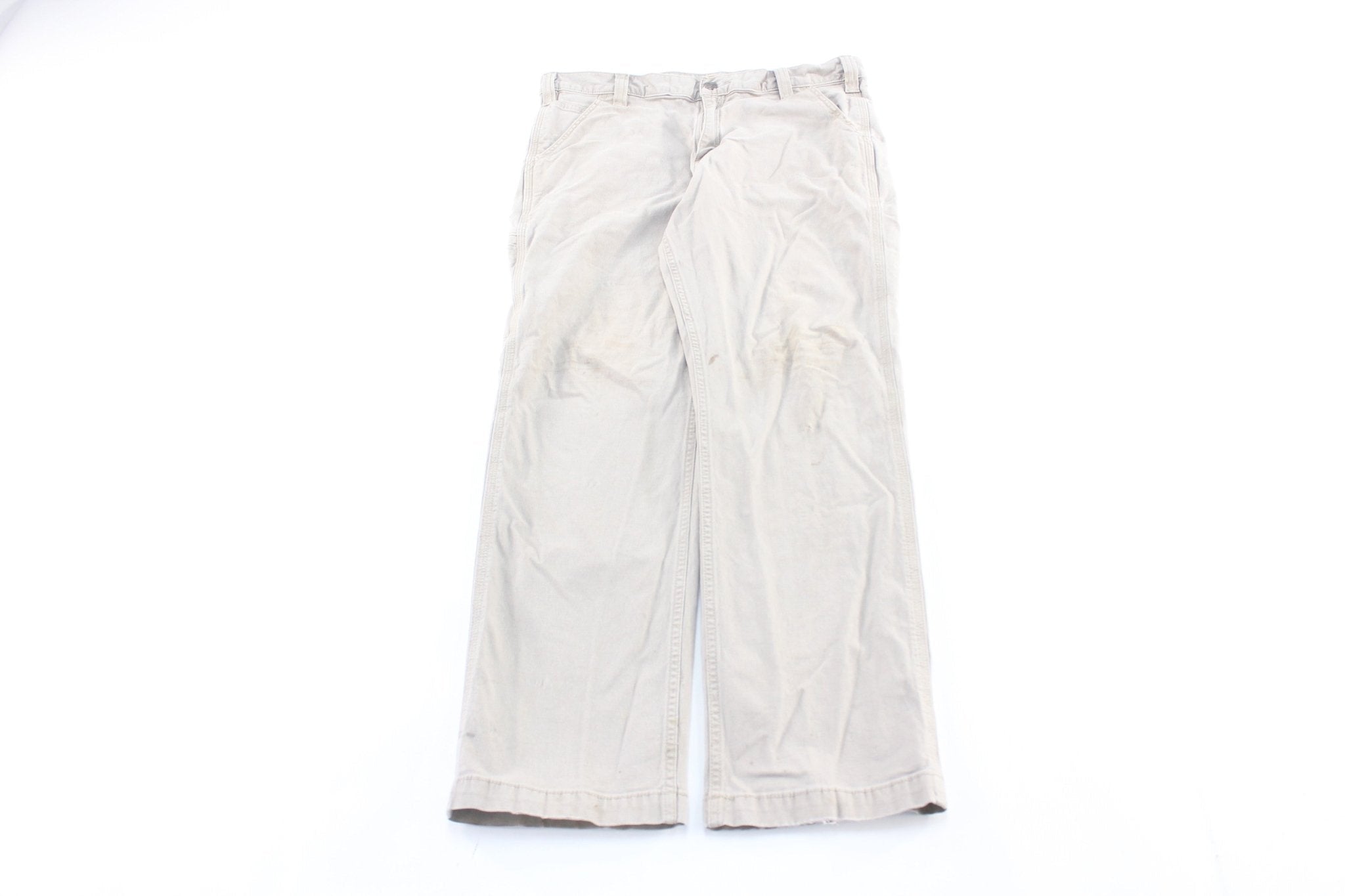Carhartt Logo Patch Light Beige Carpenter Pants - Pants/Shorts - Thrifted Threads
