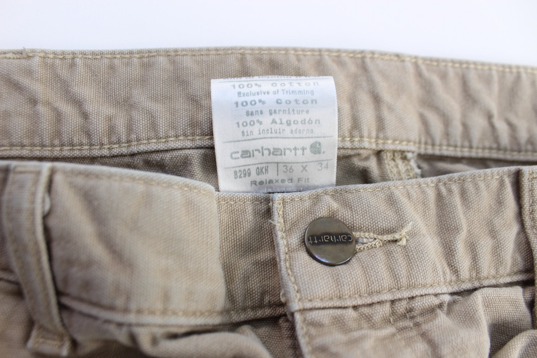 Carhartt Logo Patch Light Beige Carpenter Pants - Pants/Shorts - Thrifted Threads