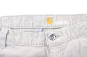 Carhartt Logo Patch Light Beige Carpenter Shorts - ThriftedThreads.com