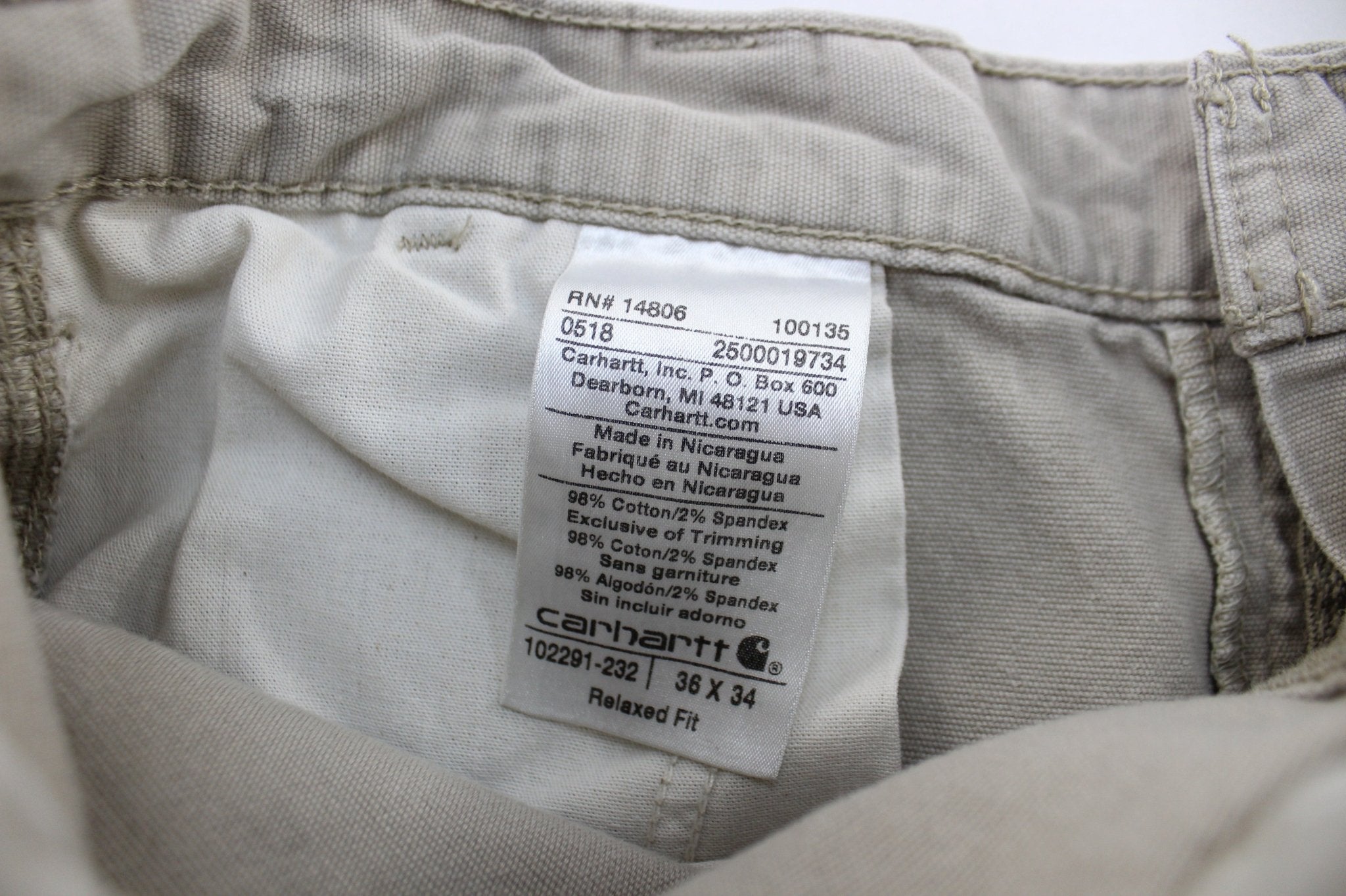 Carhartt Logo Patch Light Beige Pants - ThriftedThreads.com
