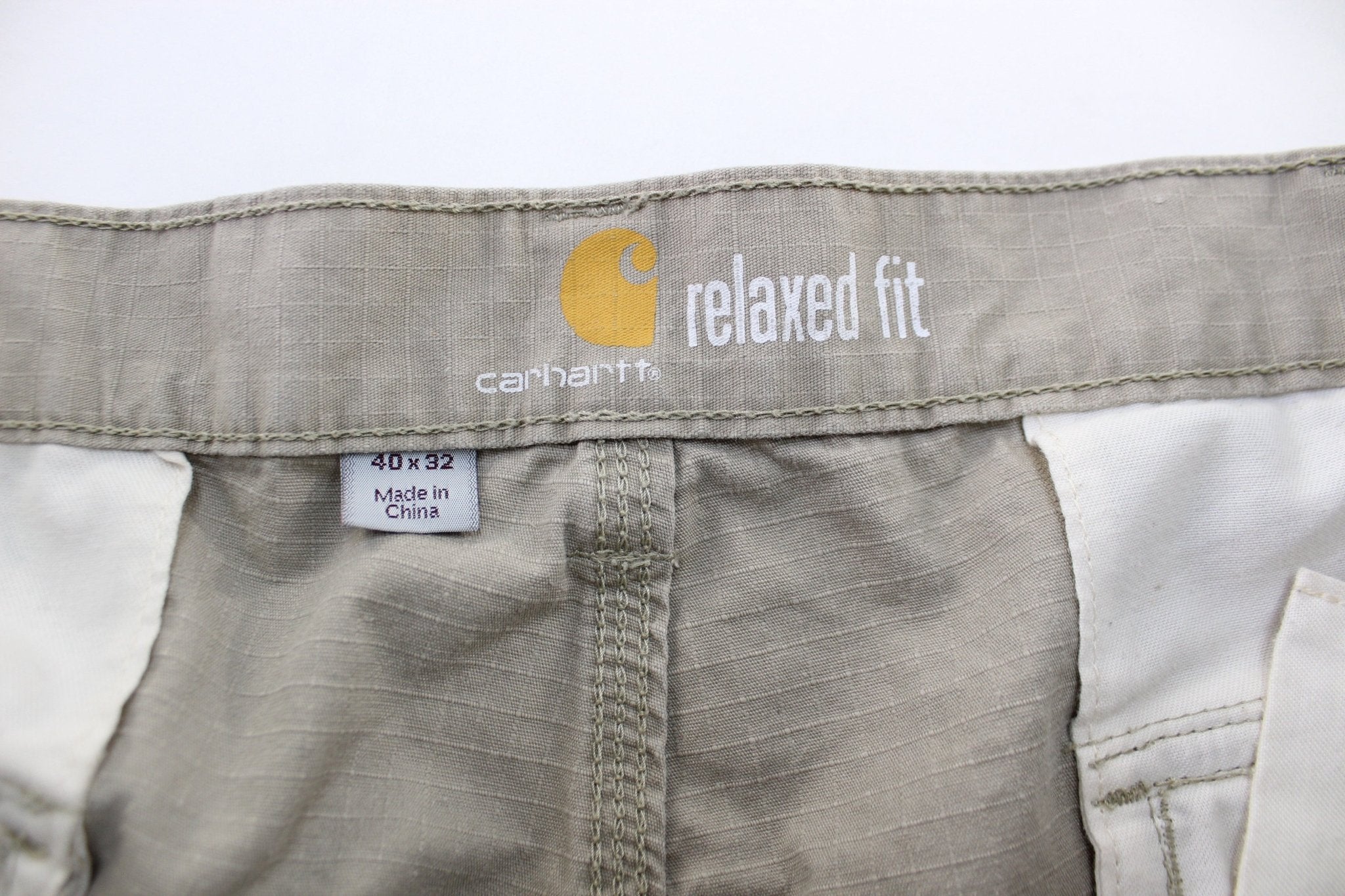 Carhartt Logo Patch Light Beige Pants - ThriftedThreads.com