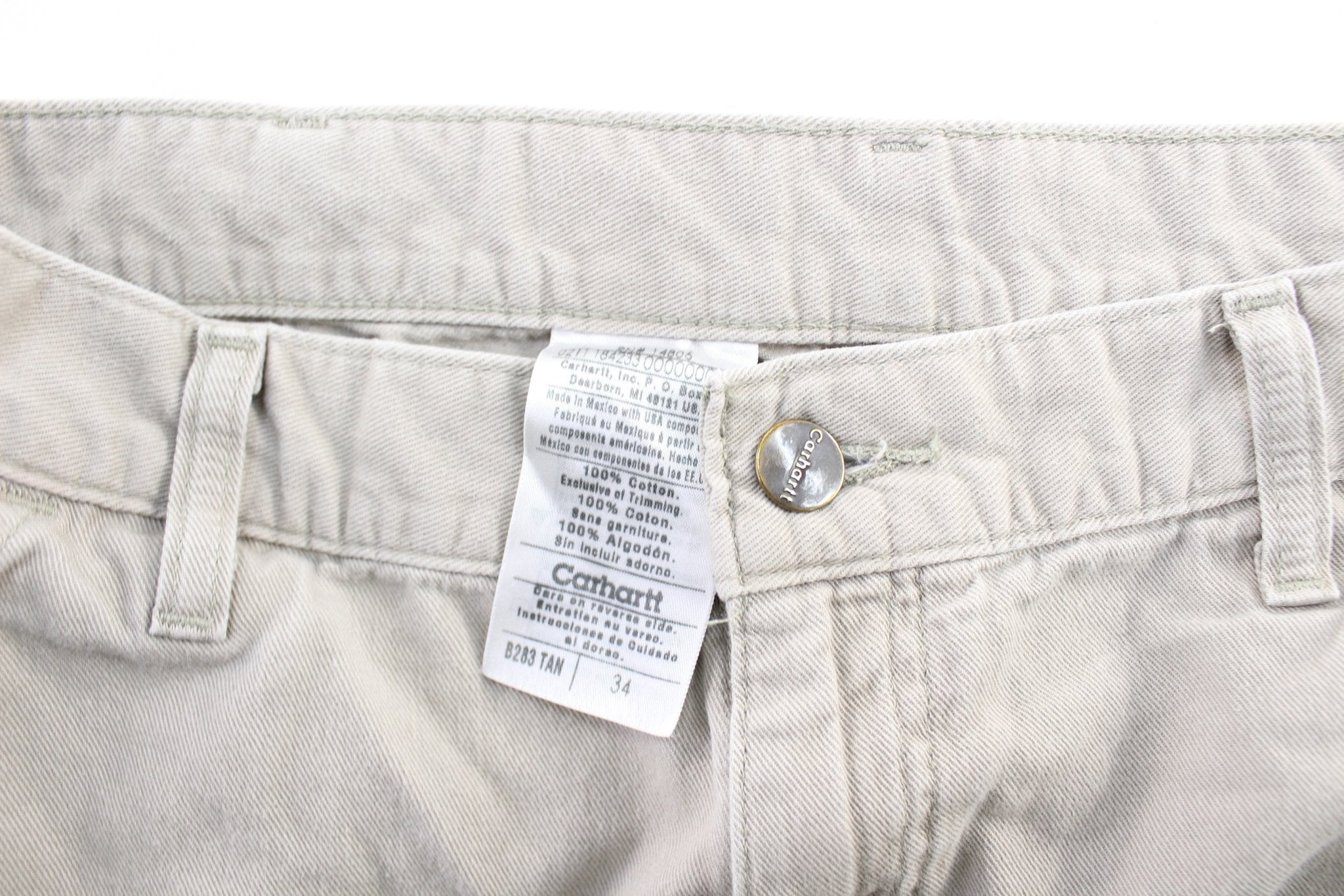 Carhartt Logo Patch Light Beige Shorts - ThriftedThreads.com