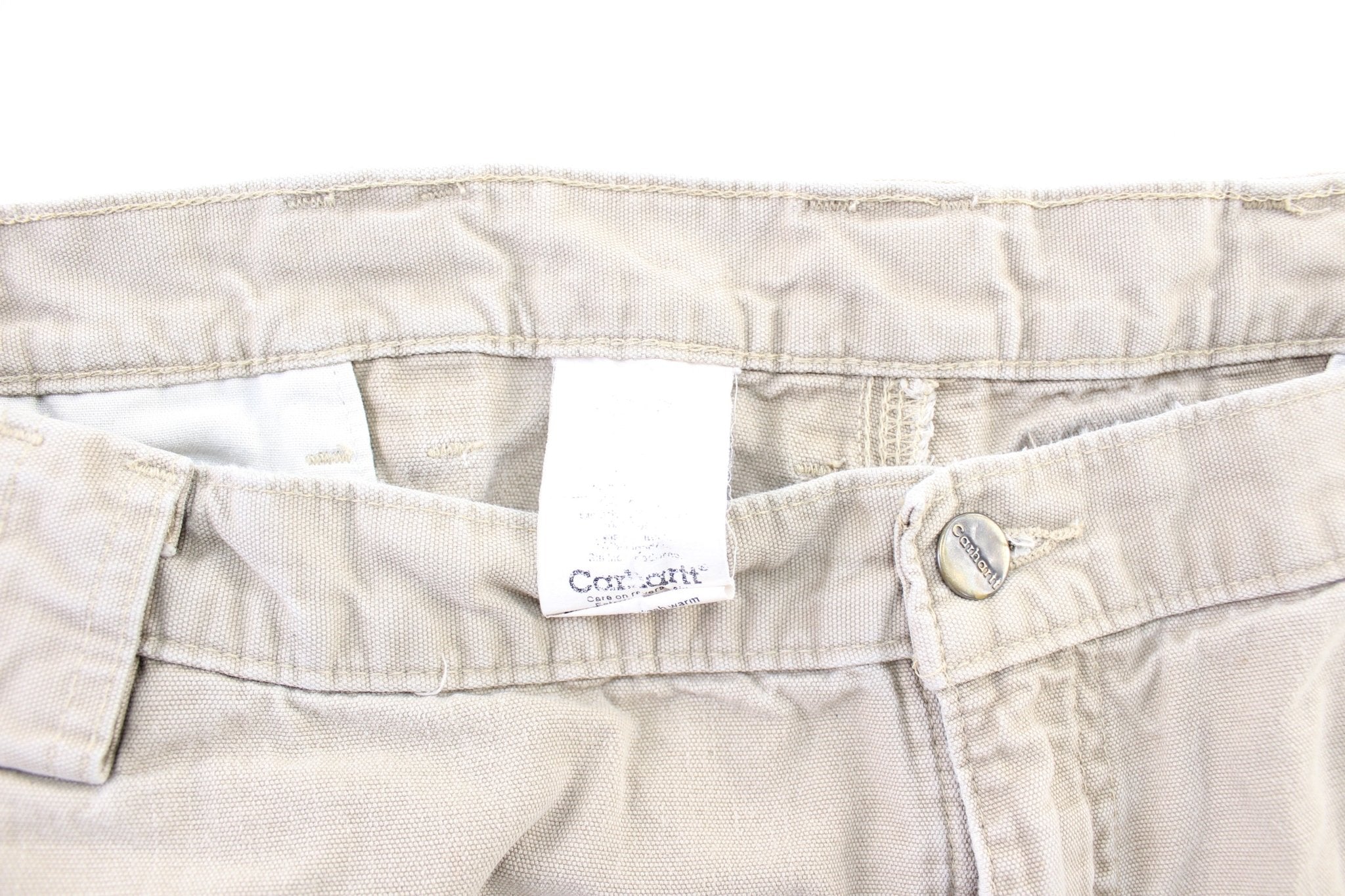 Carhartt Logo Patch Light Beige Shorts - ThriftedThreads.com
