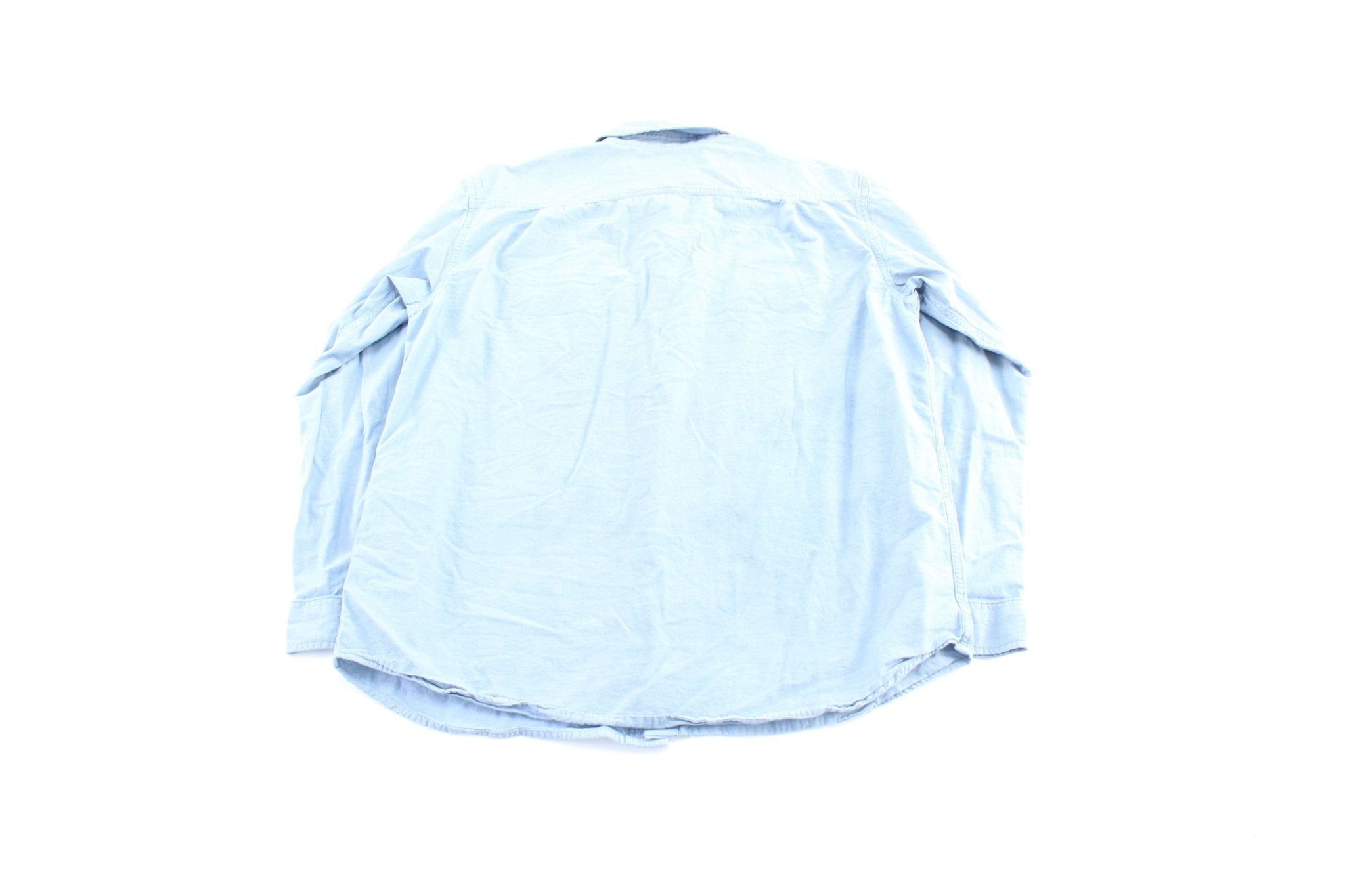 Carhartt Logo Patch Light Blue LS Button Down Shirt - ThriftedThreads.com