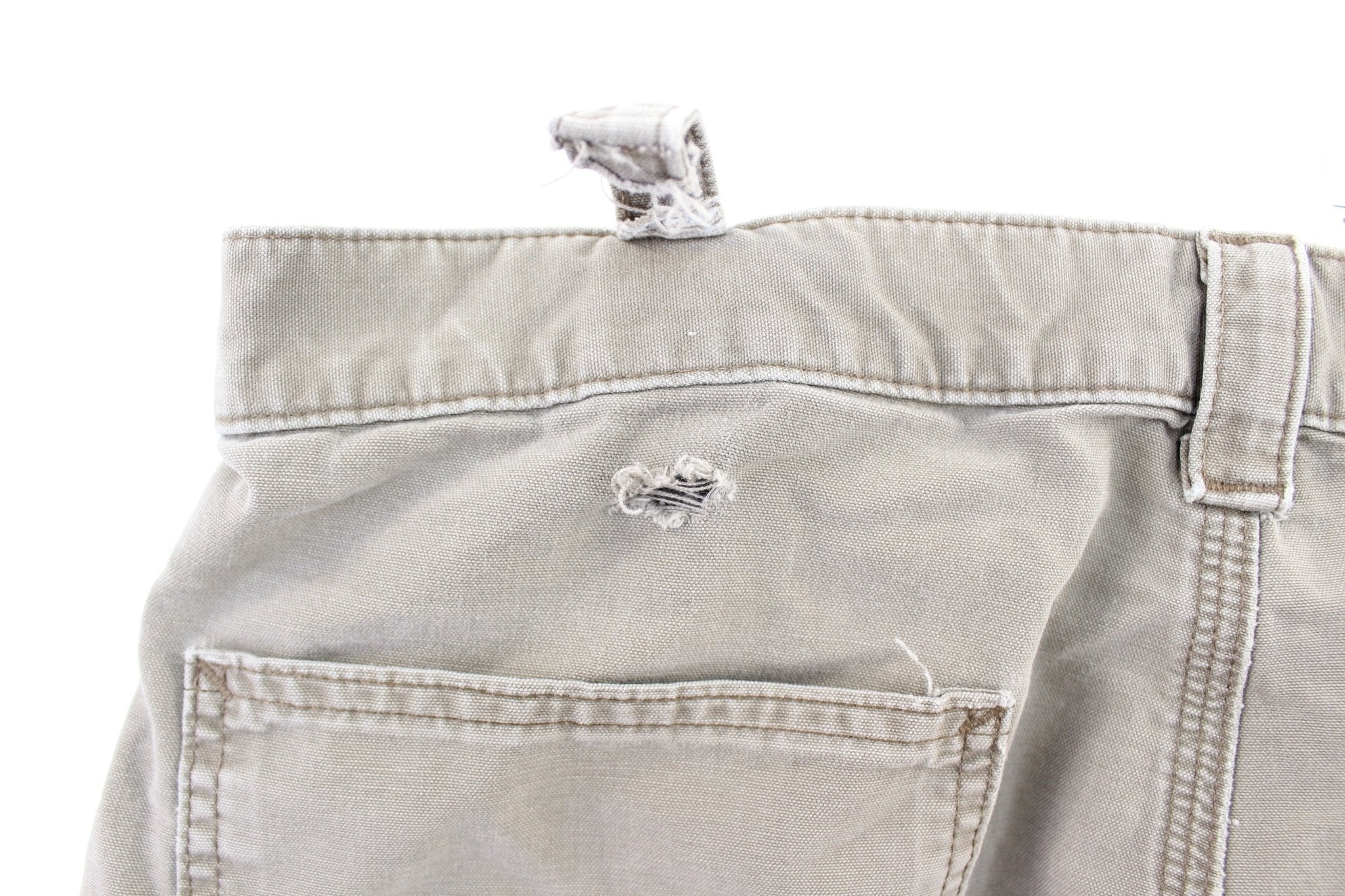 Carhartt Logo Patch Light Brown Carpenter Shorts - ThriftedThreads.com