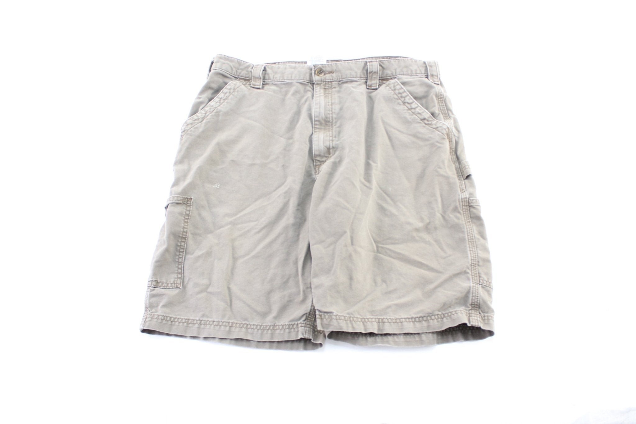 Carhartt Logo Patch Light Brown Carpenter Shorts - ThriftedThreads.com