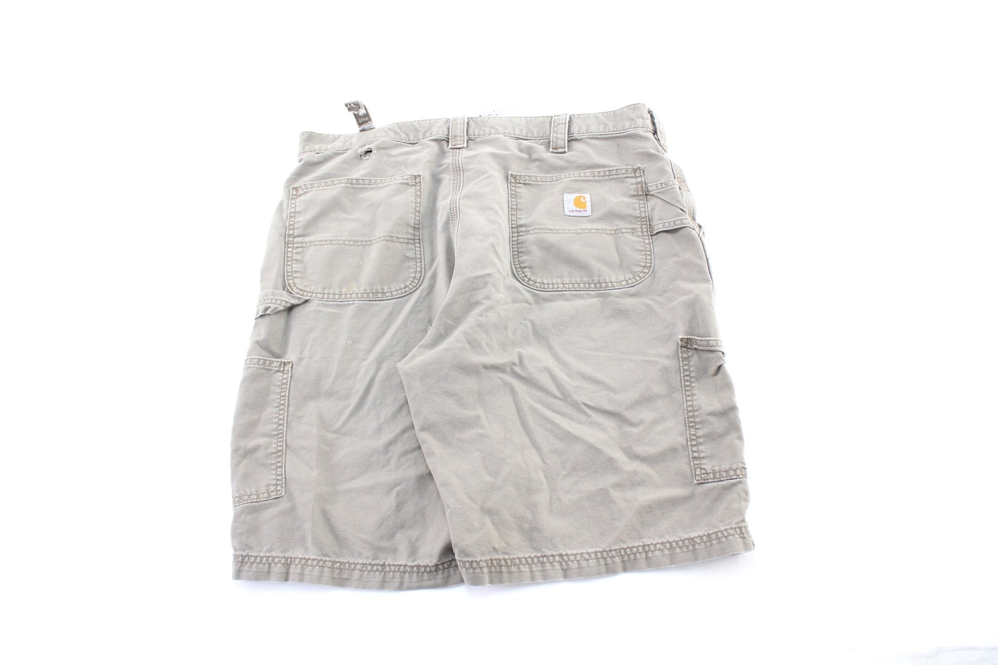 Carhartt Logo Patch Light Brown Carpenter Shorts - ThriftedThreads.com
