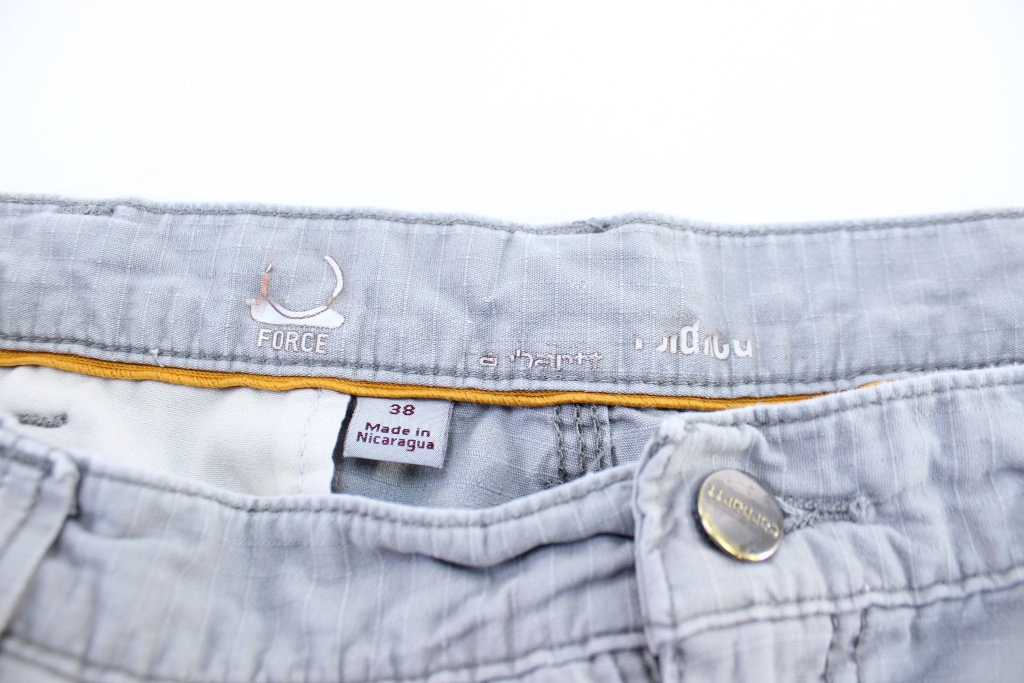 Carhartt Logo Patch Light Grey Cargo Shorts - ThriftedThreads.com