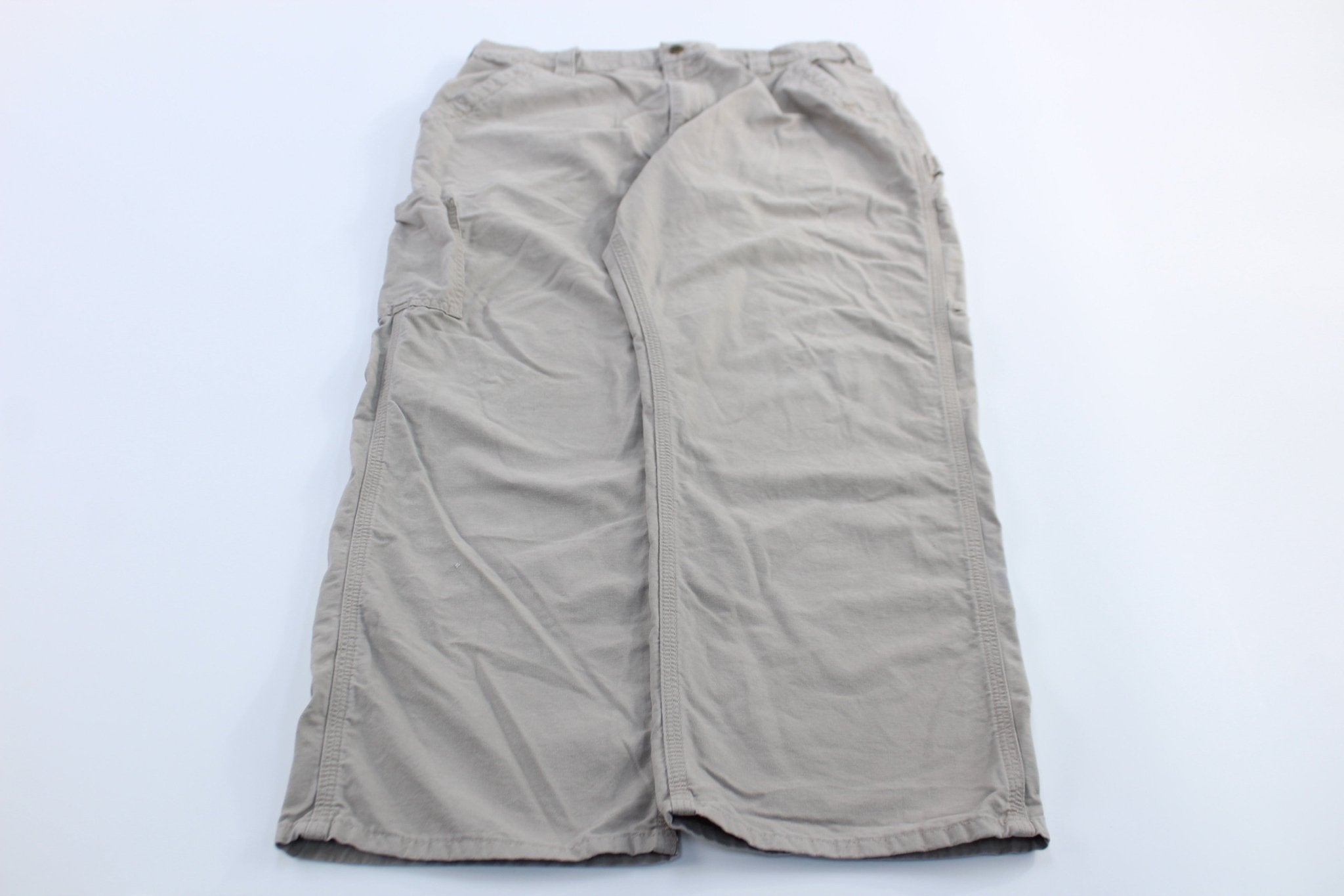 Carhartt Logo Patch Light Khaki Carpenter Pants - ThriftedThreads.com