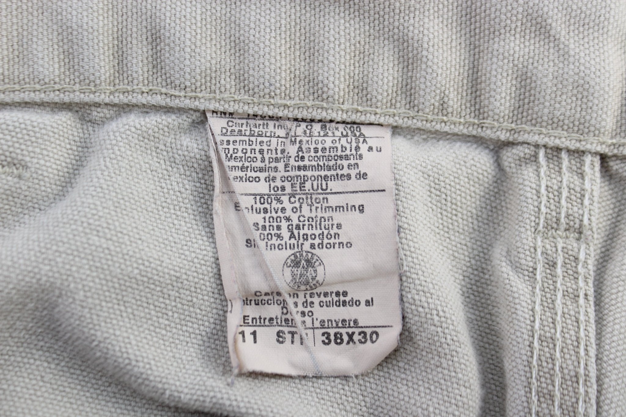 Carhartt Logo Patch Light Khaki Carpenter Pants - ThriftedThreads.com