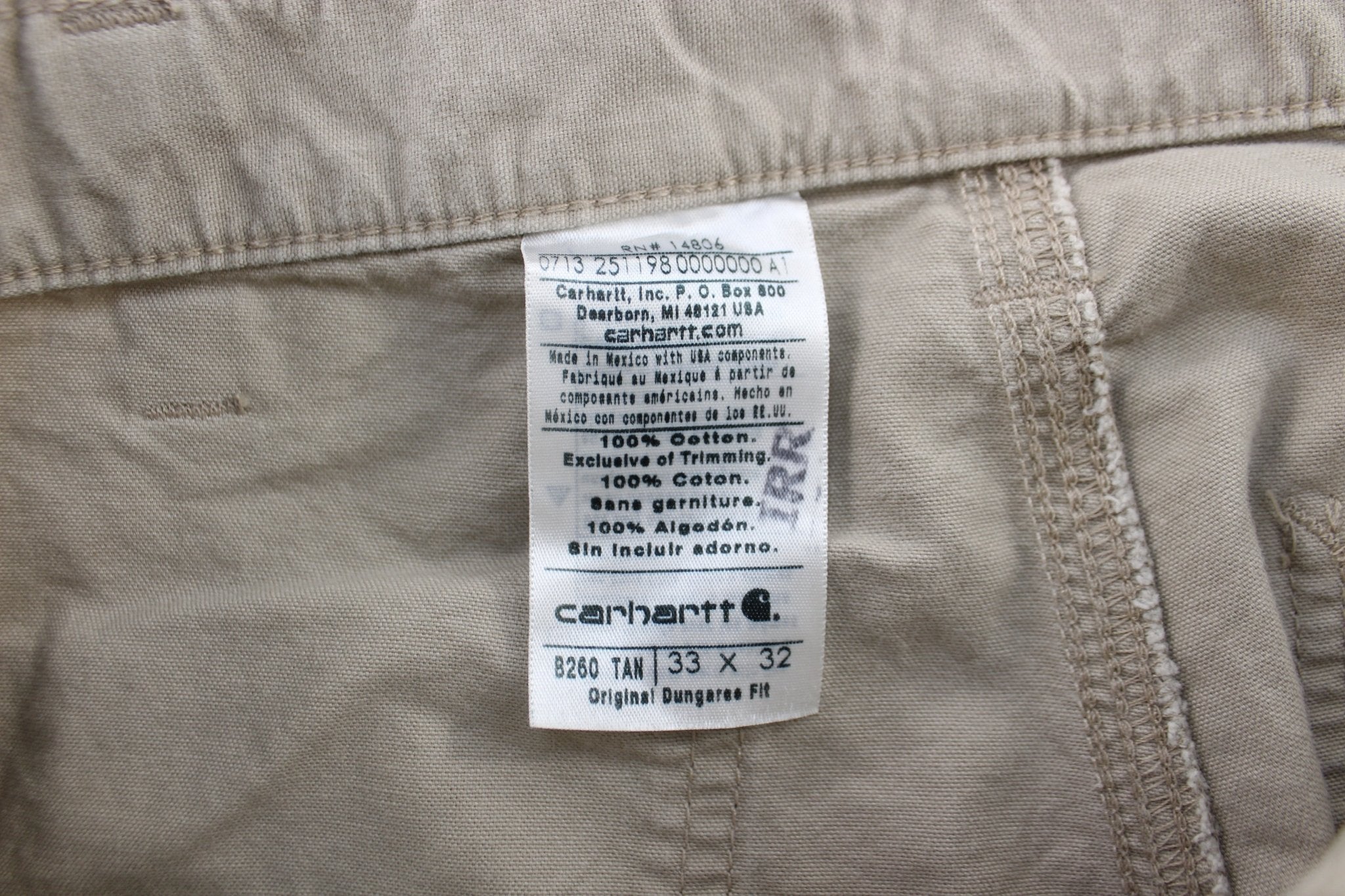 Carhartt Logo Patch Light Khaki Carpenter Pants - ThriftedThreads.com