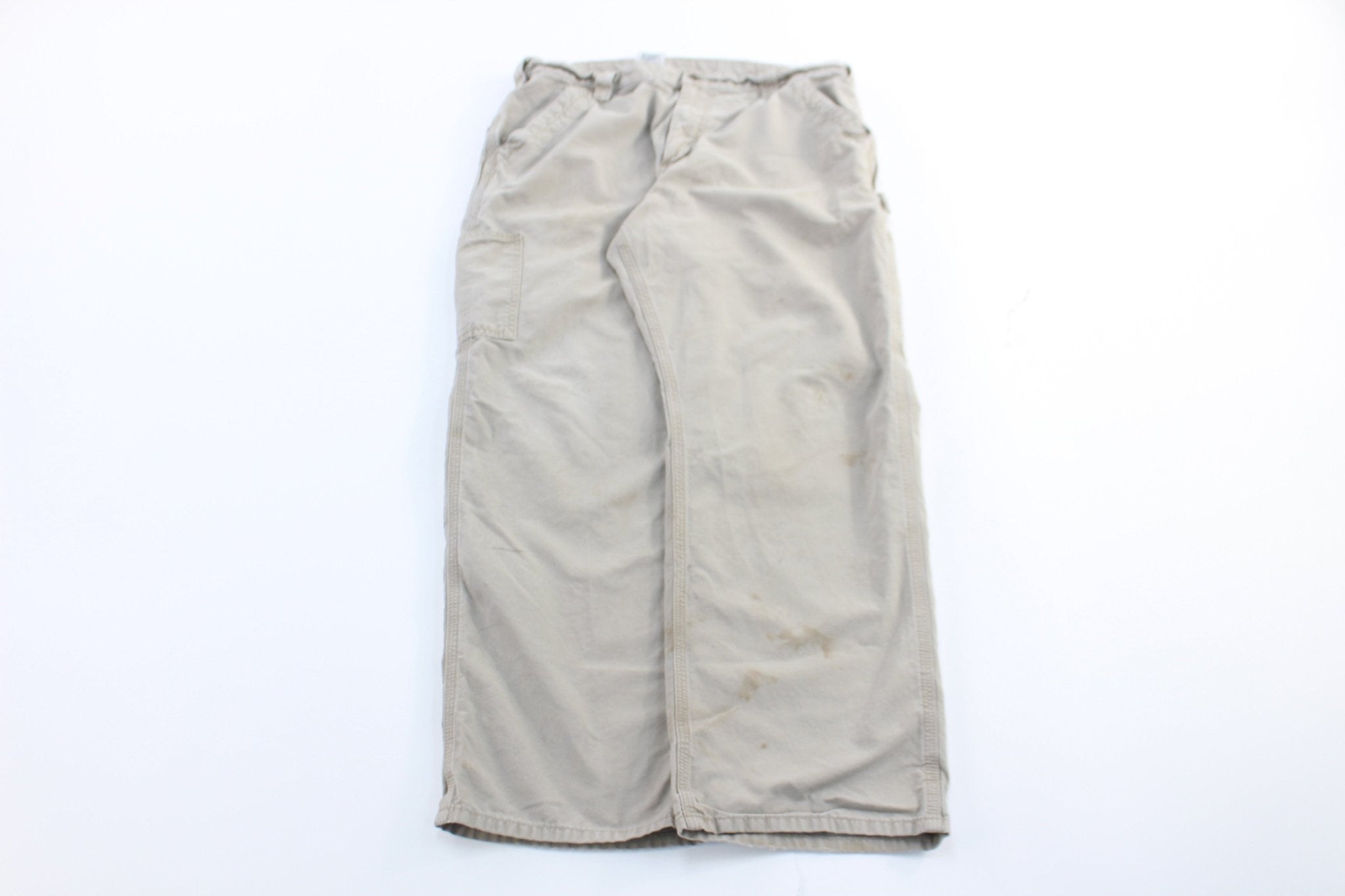 Carhartt Logo Patch Light Khaki Loose Original Fit Pants - ThriftedThreads.com