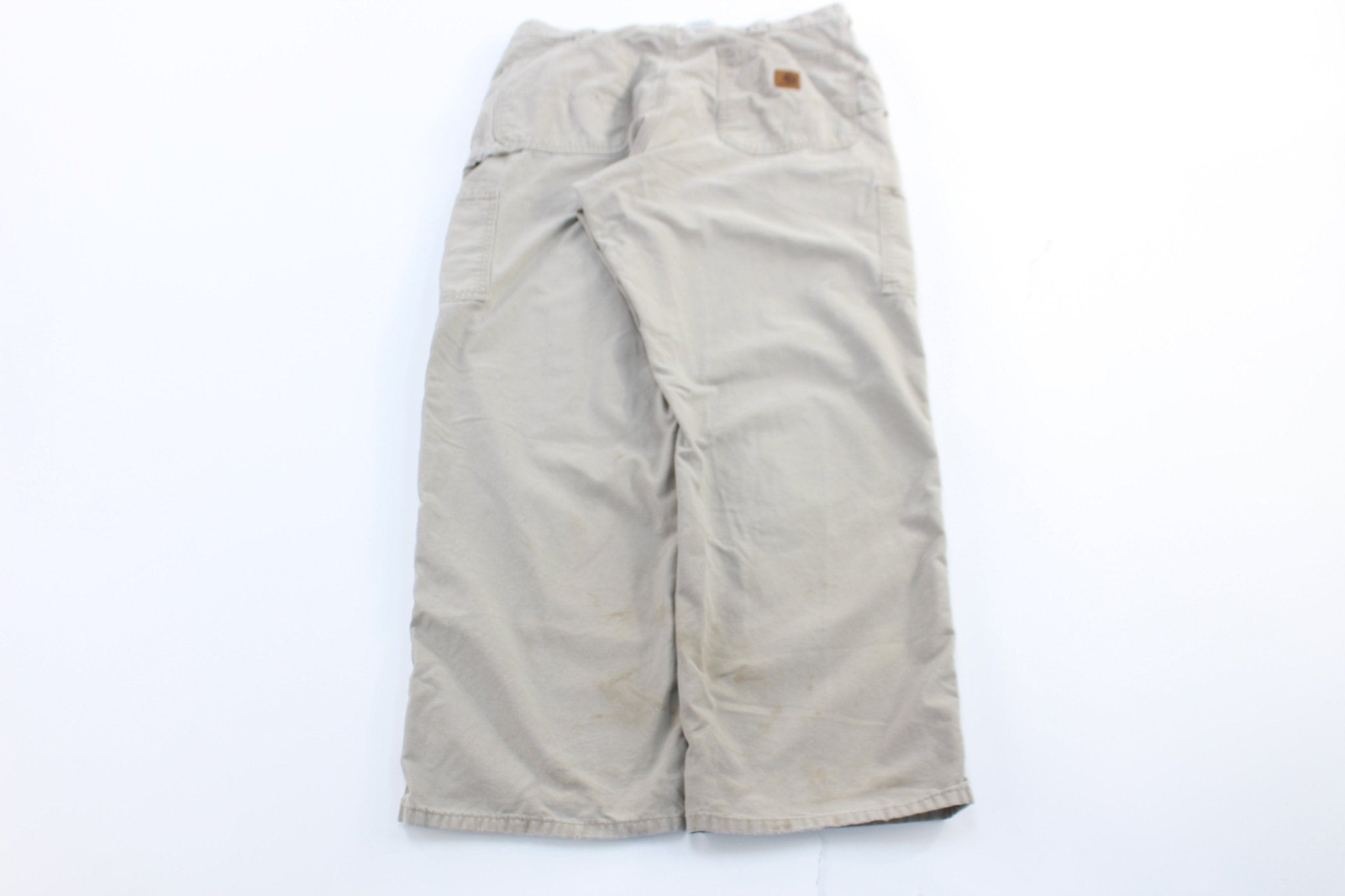 Carhartt Logo Patch Light Khaki Loose Original Fit Pants - ThriftedThreads.com