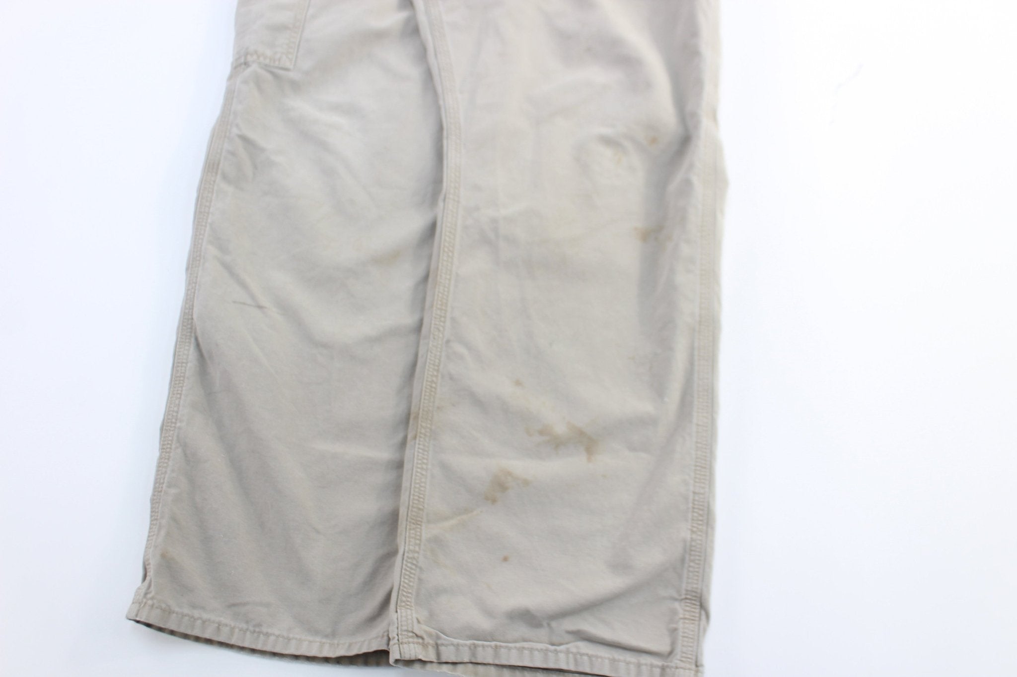 Carhartt Logo Patch Light Khaki Loose Original Fit Pants - ThriftedThreads.com