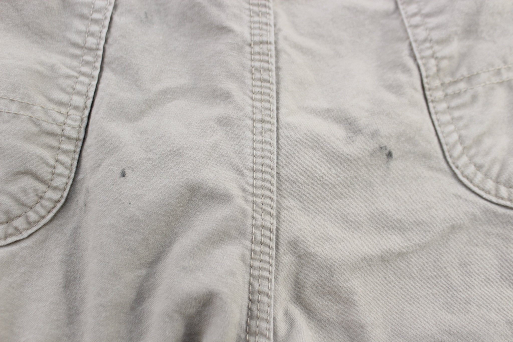 Carhartt Logo Patch Light Khaki Original Dunagree Carpenter Pants - ThriftedThreads.com