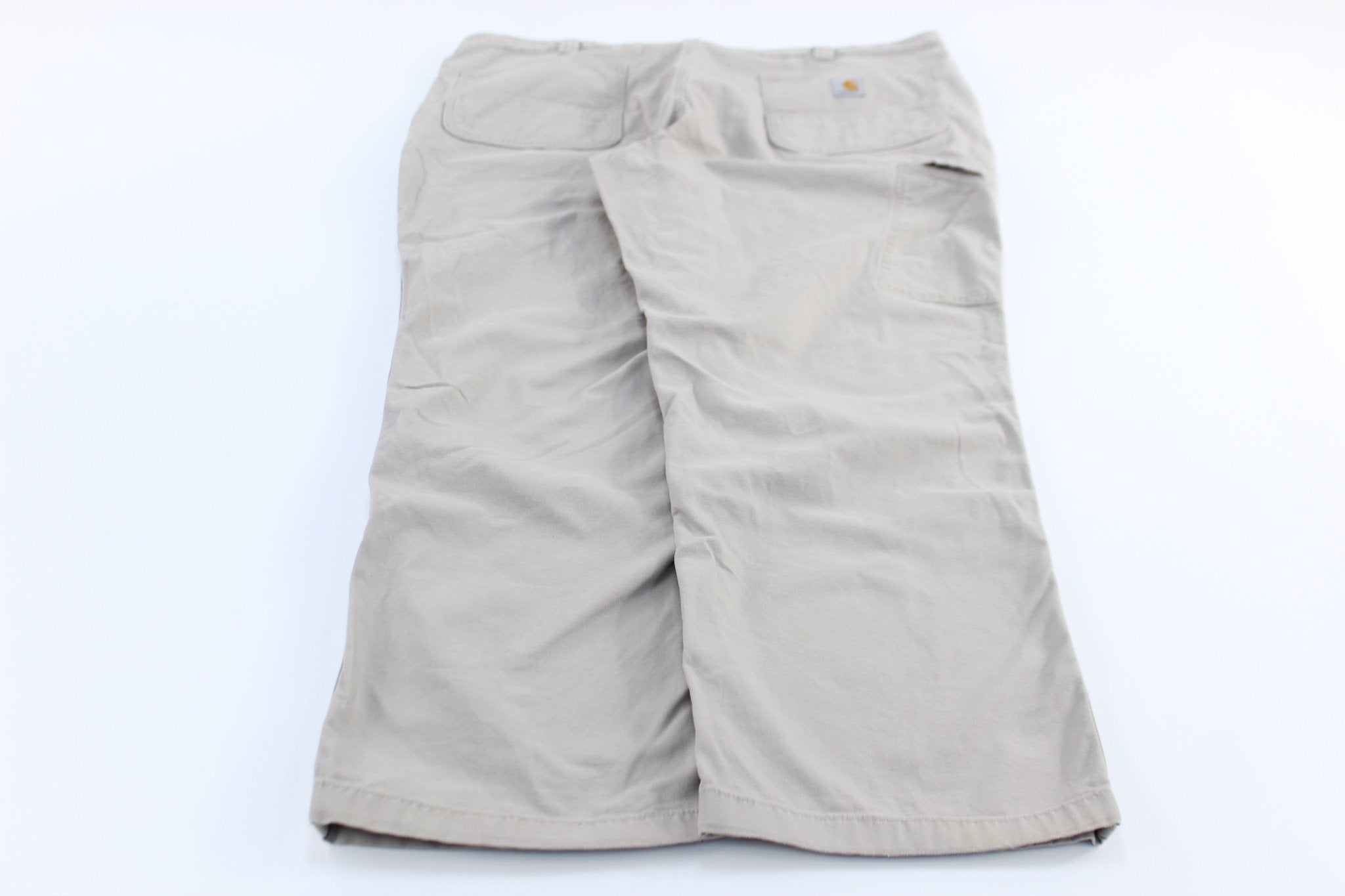 Carhartt Logo Patch Light Khaki Relaxed Fit Pants - ThriftedThreads.com