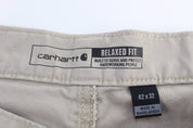 Carhartt Logo Patch Light Khaki Relaxed Fit Pants - ThriftedThreads.com
