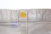 Carhartt Logo Patch Light Khaki Relaxed Fit Pants - ThriftedThreads.com