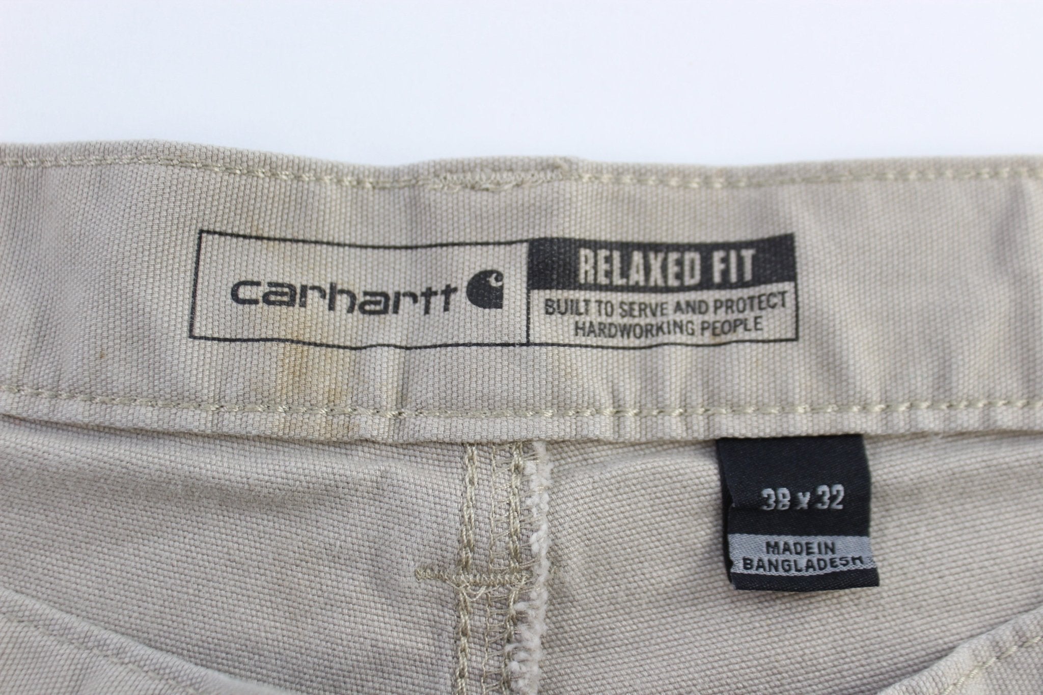 Carhartt Logo Patch Light Khaki Relaxed Fit Pants - Pants/Shorts - Thrifted Threads