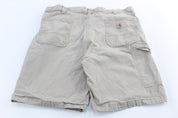 Carhartt Logo Patch Light Khaki Relaxed Fit Shorts - ThriftedThreads.com