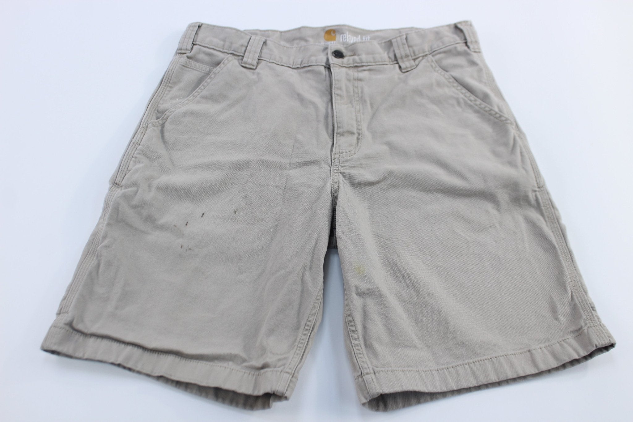 Carhartt Logo Patch Light Khaki Relaxed Fit Shorts - Pants/Shorts - Thrifted Threads