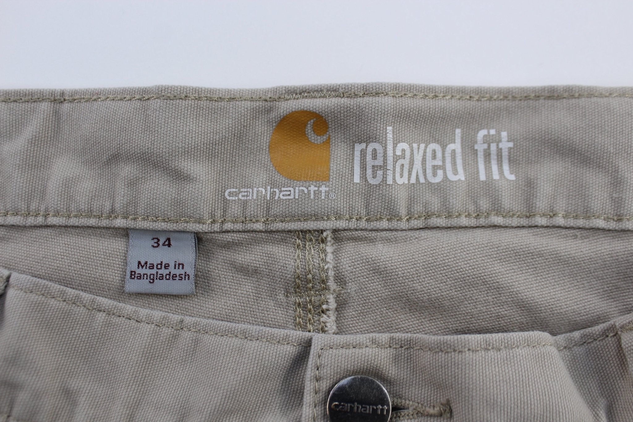 Carhartt Logo Patch Light Khaki Relaxed Fit Shorts - Pants/Shorts - Thrifted Threads