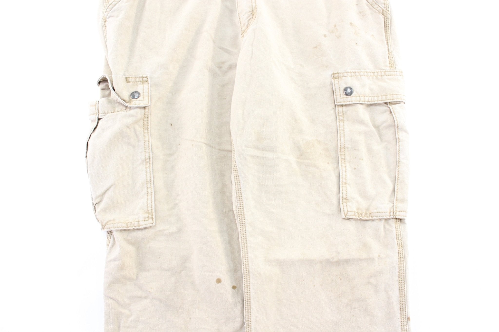 Carhartt Logo Patch Light Tan Carpenter Pants - ThriftedThreads.com