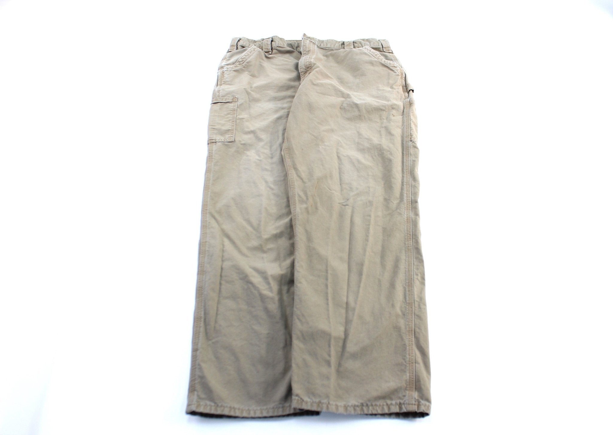 Carhartt Logo Patch Light Tan Carpenter Pants - ThriftedThreads.com