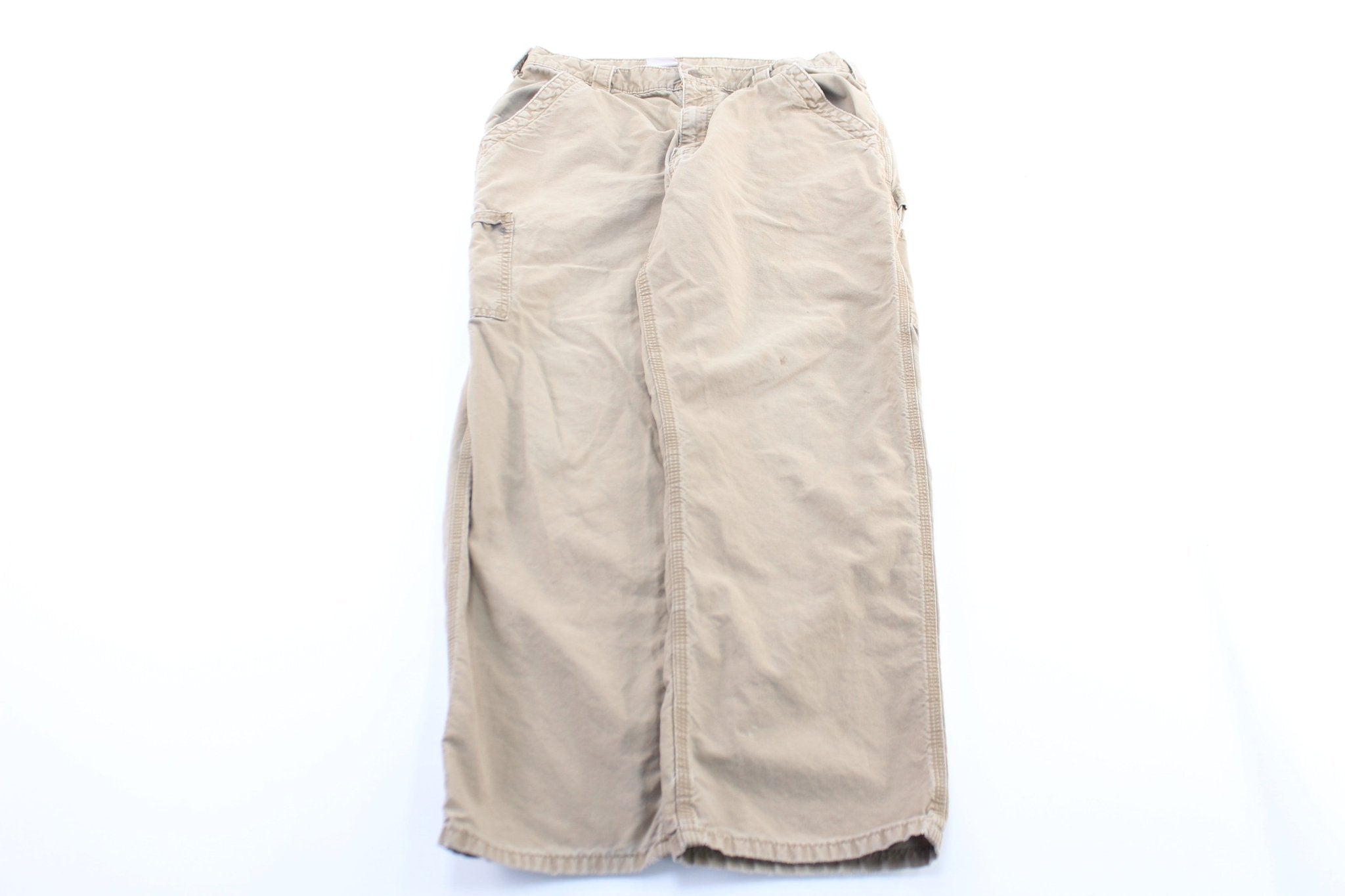 Carhartt Logo Patch Light Tan Carpenter Pants - ThriftedThreads.com