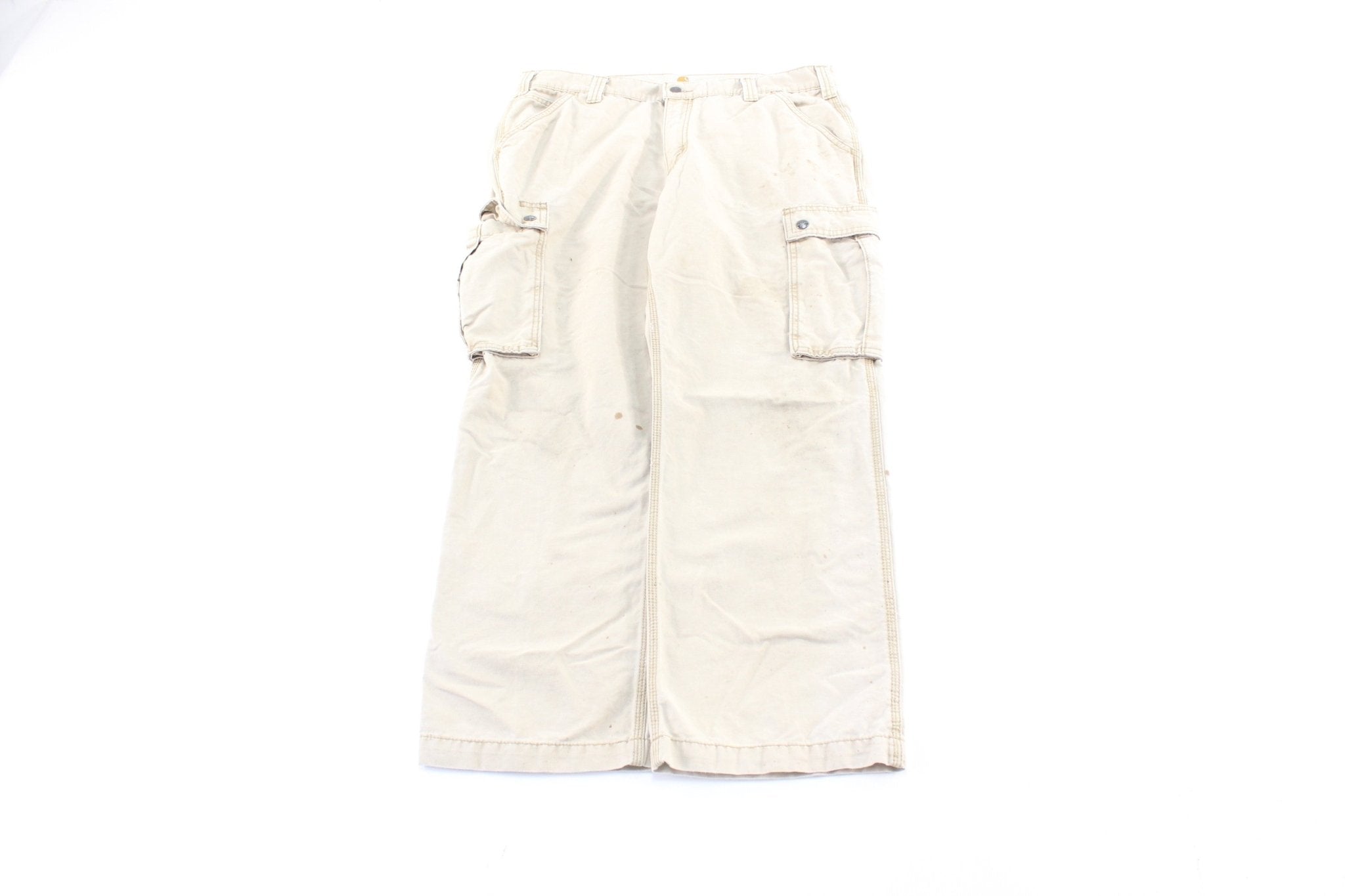 Carhartt Logo Patch Light Tan Carpenter Pants - ThriftedThreads.com