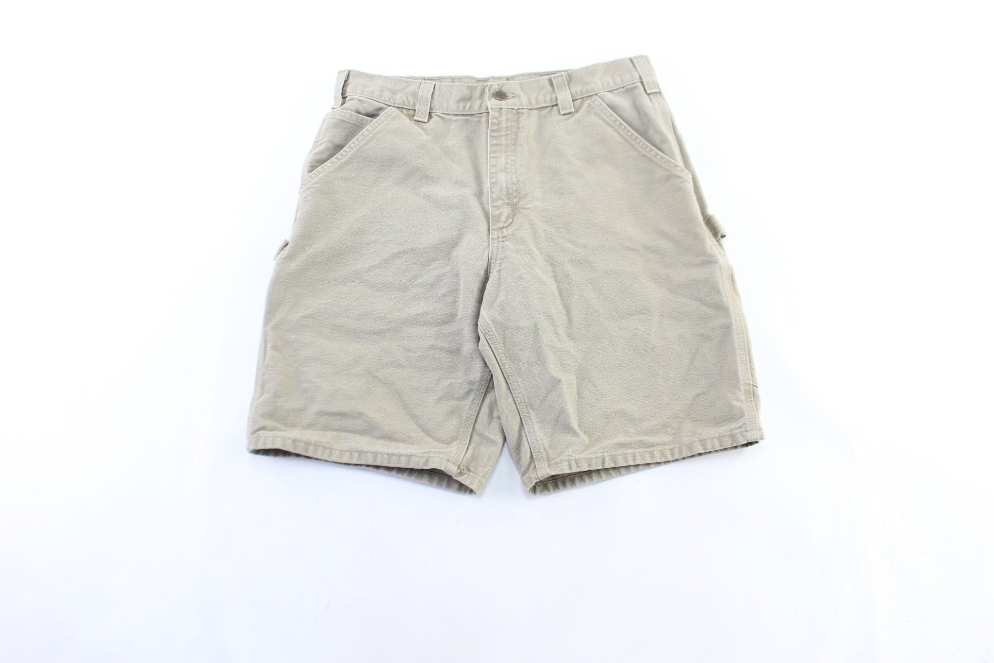 Carhartt Logo Patch Light Tan Carpenter Shorts - ThriftedThreads.com