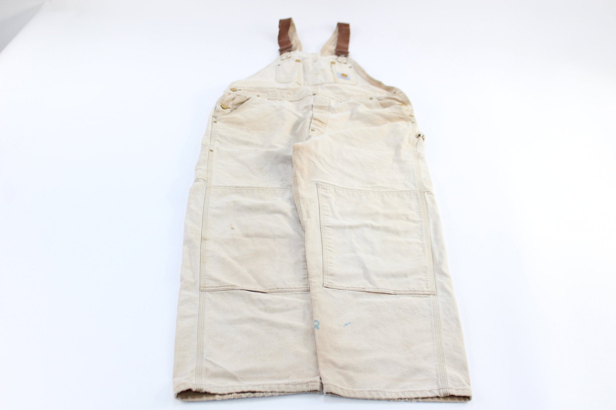 Carhartt Logo Patch Light Tan Overalls - ThriftedThreads.com