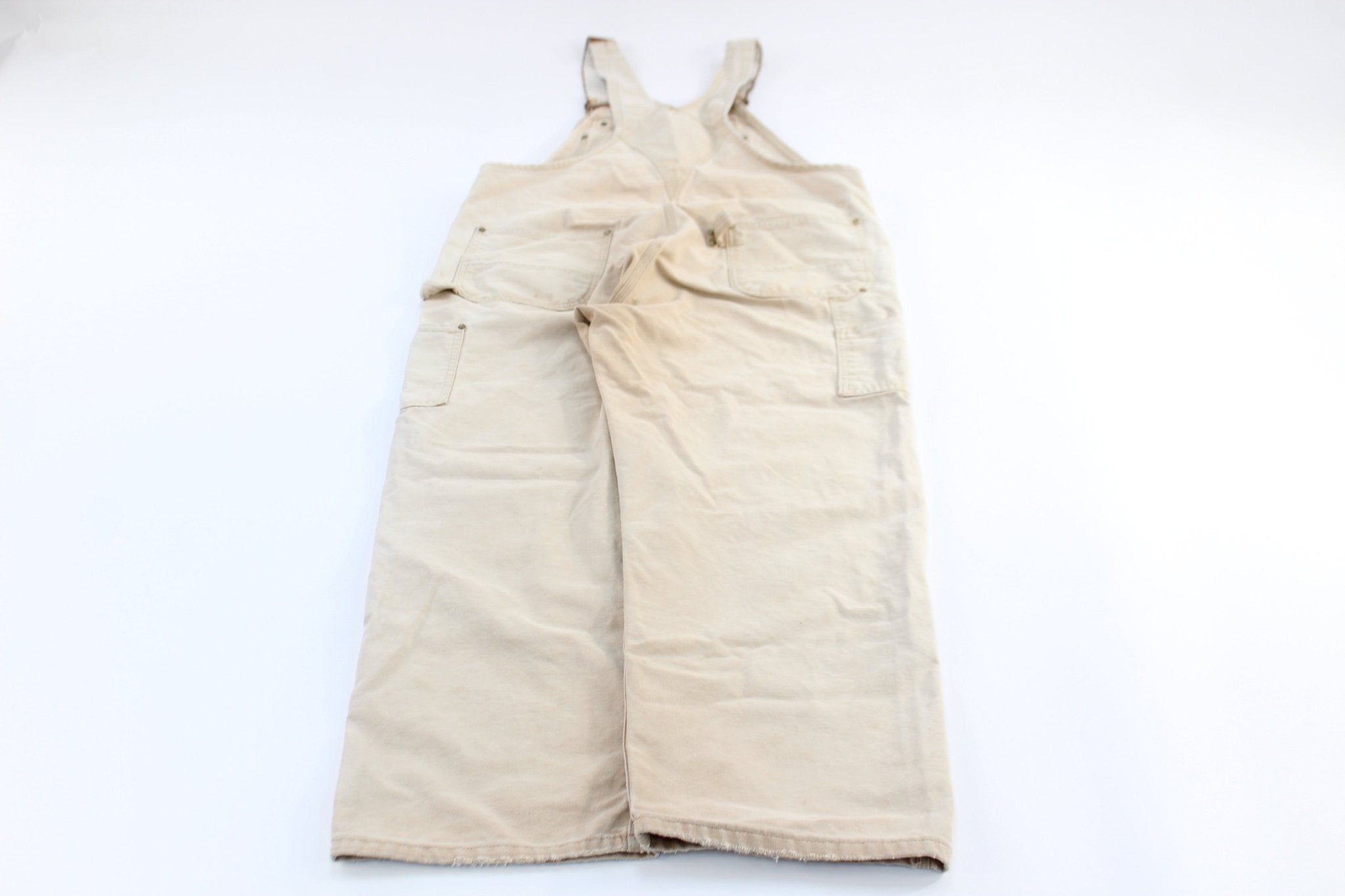 Carhartt Logo Patch Light Tan Overalls - ThriftedThreads.com