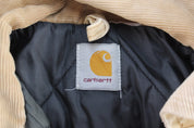Carhartt Logo Patch Light Tan Quilt Lined Zip Up Jacket - ThriftedThreads.com