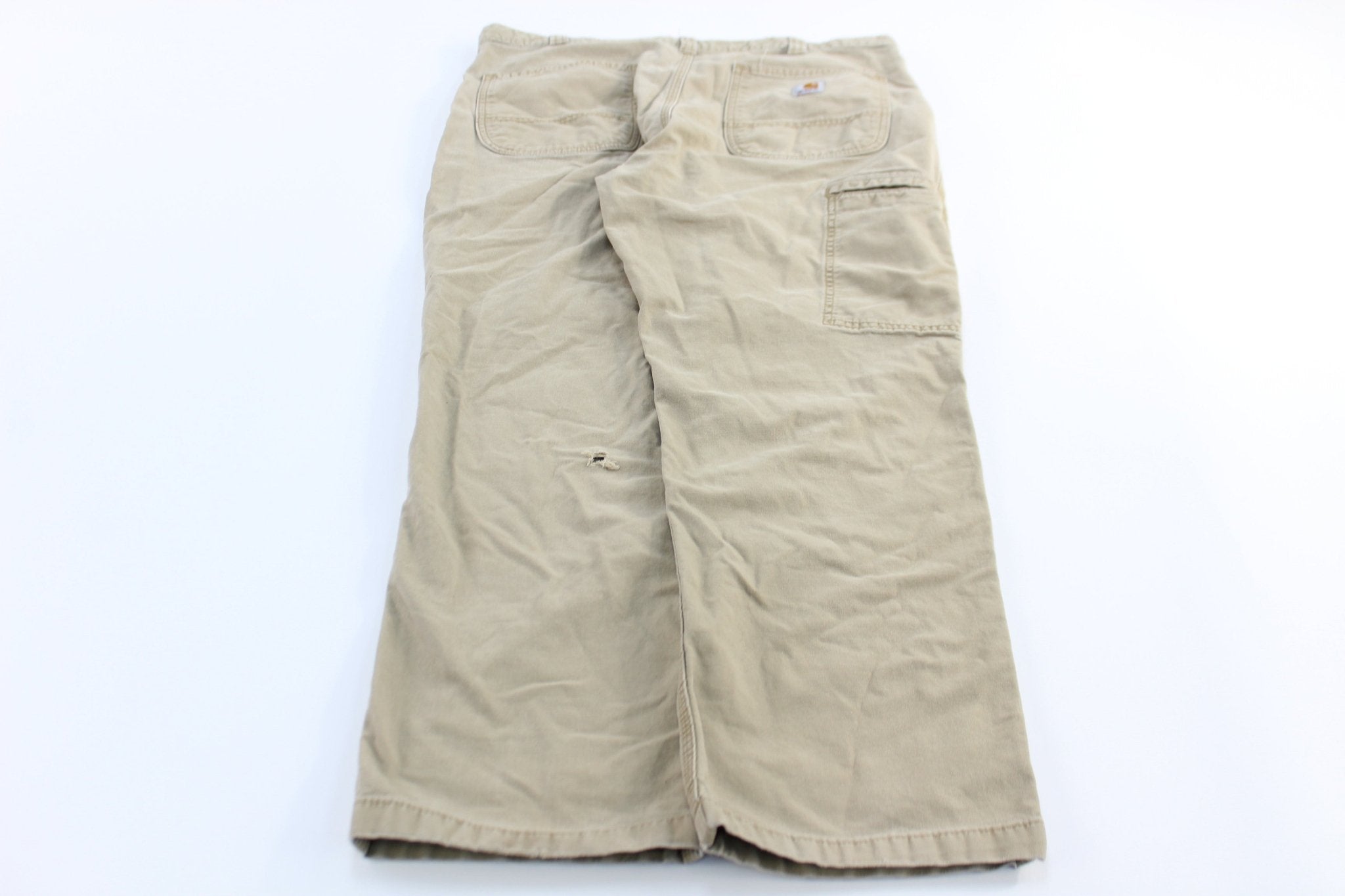 Carhartt Logo Patch Light Tan Relaxed Fit Pants - ThriftedThreads.com