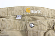 Carhartt Logo Patch Light Tan Relaxed Fit Pants - ThriftedThreads.com