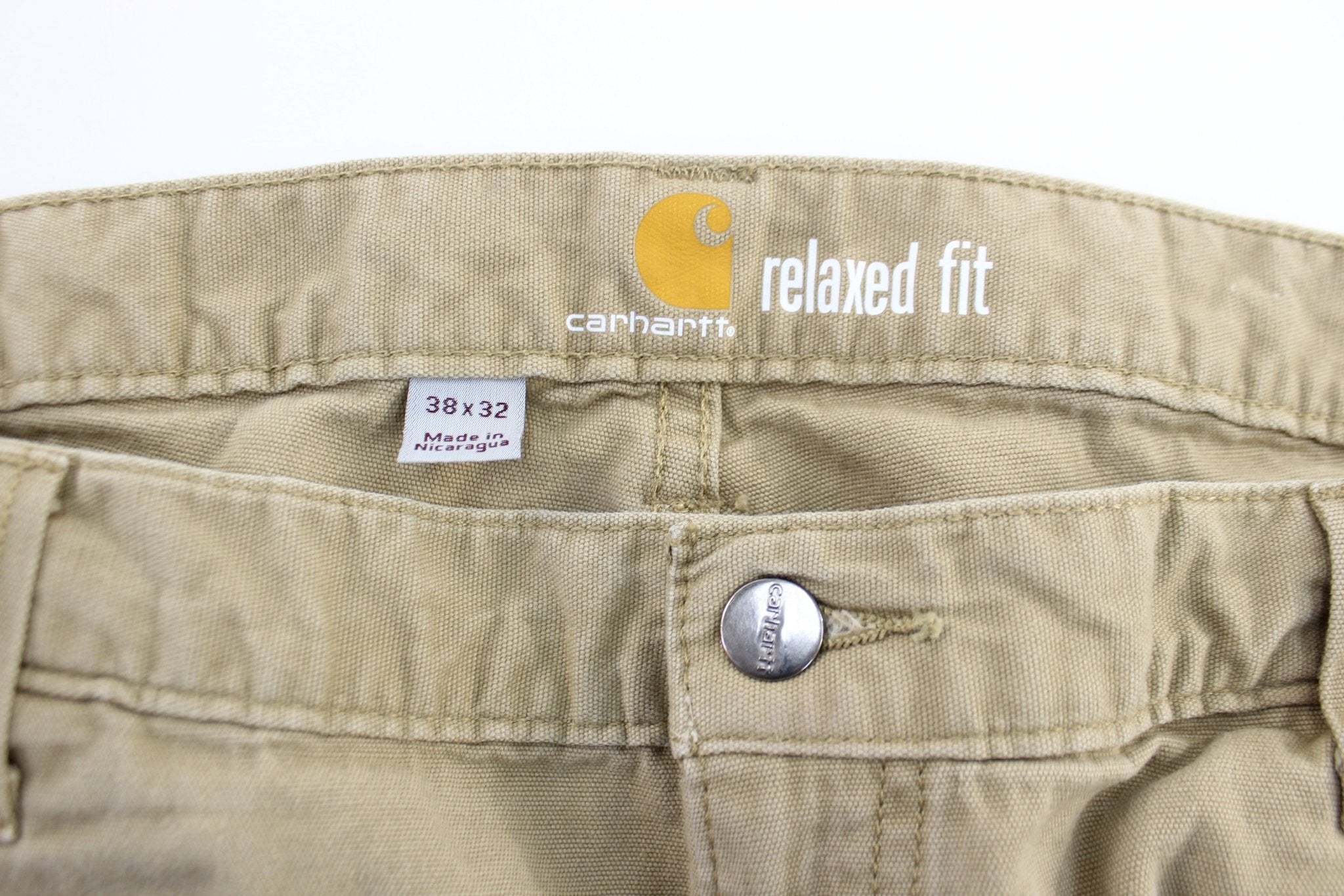 Carhartt Logo Patch Light Tan Relaxed Fit Pants - ThriftedThreads.com
