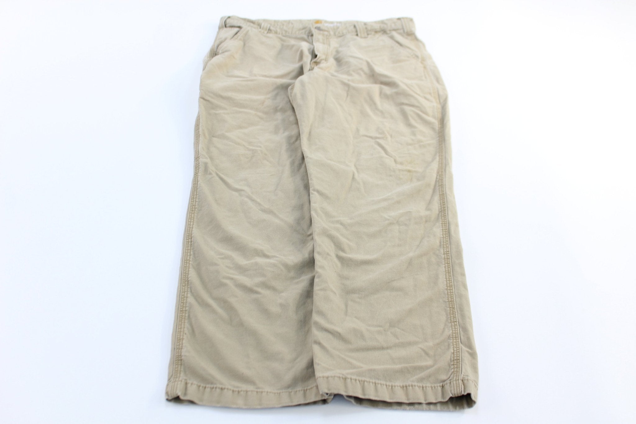 Carhartt Logo Patch Light Tan Relaxed Fit Pants - ThriftedThreads.com